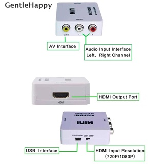 Gentlehappy อะแดปเตอร์แปลงคอมโพสิต AV 2 HDMI 1080P ขนาดเล็ก