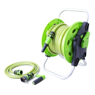 ชุดสายยางพร้อมโรล 20 เมตร สีเขียว ทาการ่า Rubber hose set with roll, 20 meters, Takara green