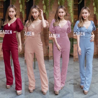 PE17722 Jumpsuit จั้มสูทขายาวแขนพอง