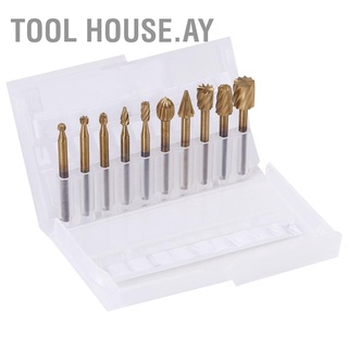 Tool House.ay 10pcs High Speed Steel Burrs Rotary Files Woodworking Carving Tool Set