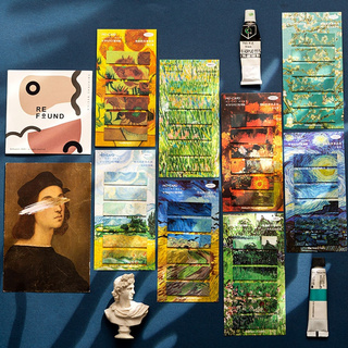 Journamm Ins Style Van Gogh Serie แผ่นกระดาษโน้ตสําหรับติดตกแต่งสมุดภาพ 90ชิ้น