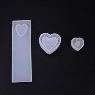 XY` Crystal Epoxy Resin Mold Heart Shaped Box Hollow Pendant Bookmark Silicone Mould