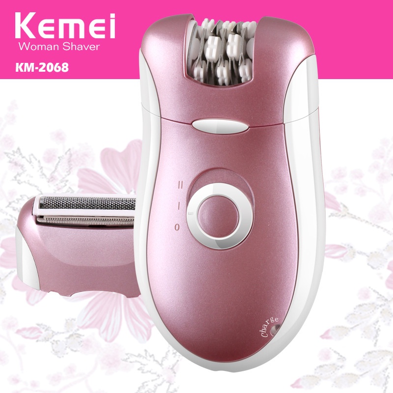 Kemei KM-2068 เครื่องกำจัดขนสตรีแบบชาร์จไฟฟ้าได้ 2 ใน 1 เครื่องโกนหนวดเคราสำหรับร่างกาย Hair Removal Appliances Recharge