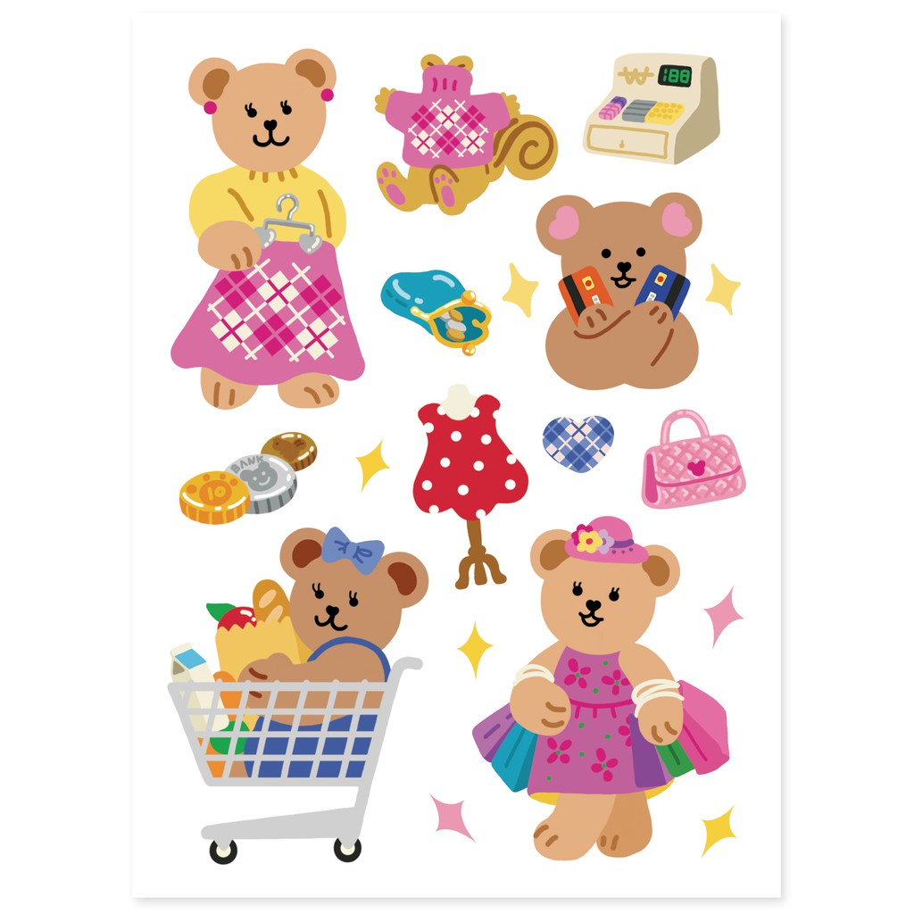 Juicy Bear Sticker (Daily life) สติ๊กเกอร์น้องหมี แบรนด์ Second Mansion จากเกาหลี ของแท้