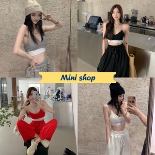 Mini shop🌸พร้อมส่ง🌸 (DX-Set-BlackRed) ชุดเซ็ท เสื้อสายเดี่ยว+กางเกงขายาวขาจั้มเซ็กซี่ 07