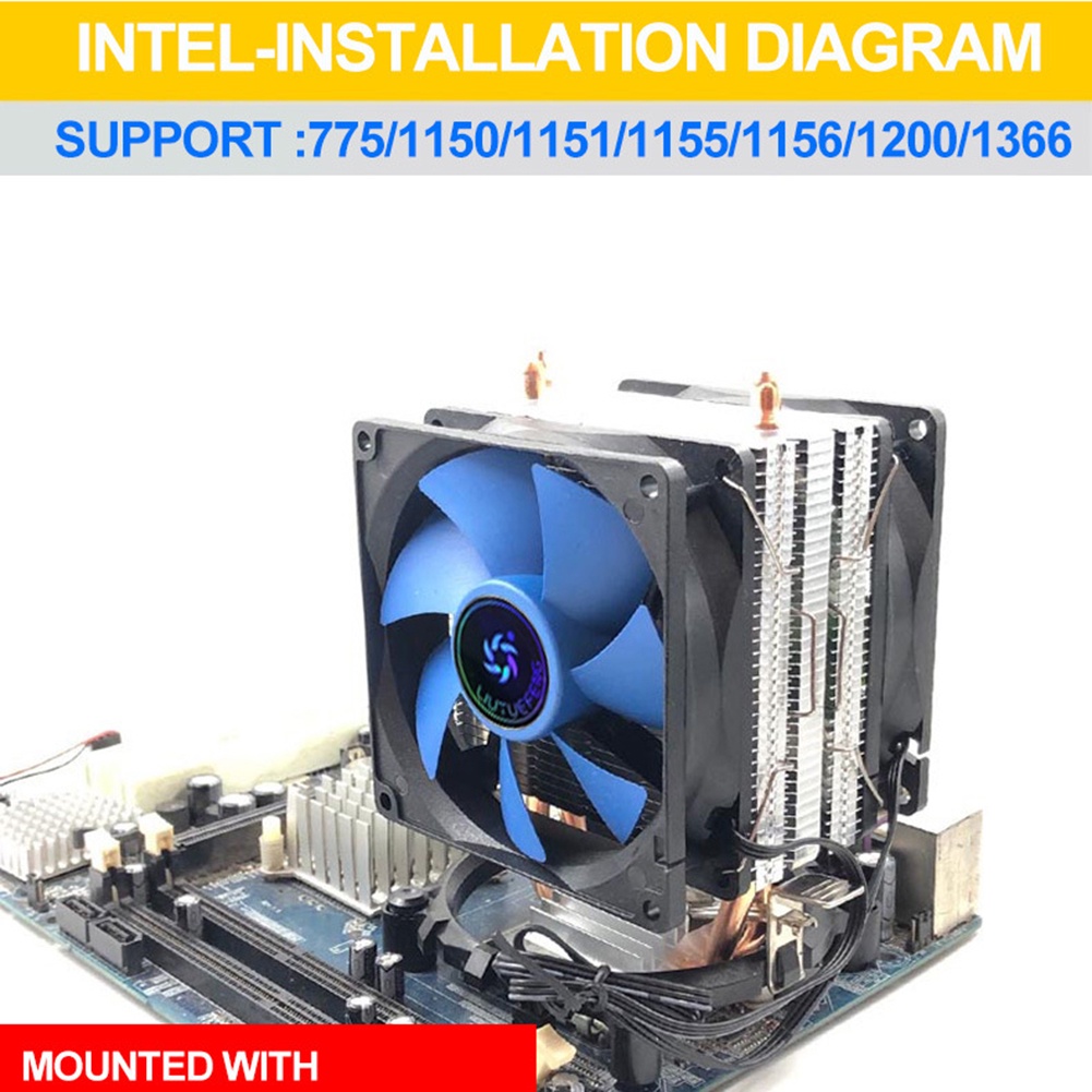ஐX200 CPU Cooler Radiator Fan 2 Heat Pipes 3 Pin 2000RPM Quiet Cooling ...