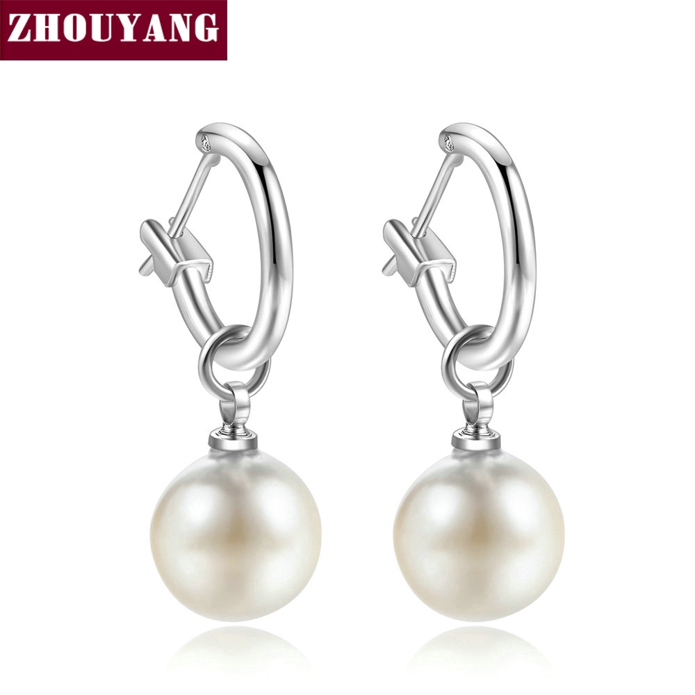 ZHOUYANG حلق متدلٍ بلؤلؤ صناعي — صورة 6