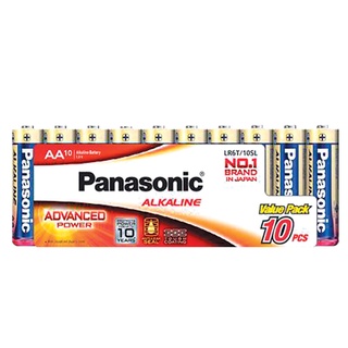 ✨ขายดี✨ PANASONIC ถ่านอัลคาไลน์ AA รุ่น LR6T/10SL (แพ็ค 10 ชิ้น) สีทอง 🚚พิเศษ!!✅