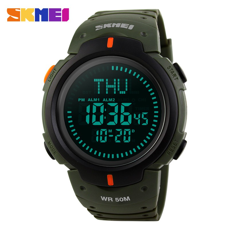 SKMEI 1231 Compass Mens Countdown World Time Led Digital Watch 50m Waterproof t2OB