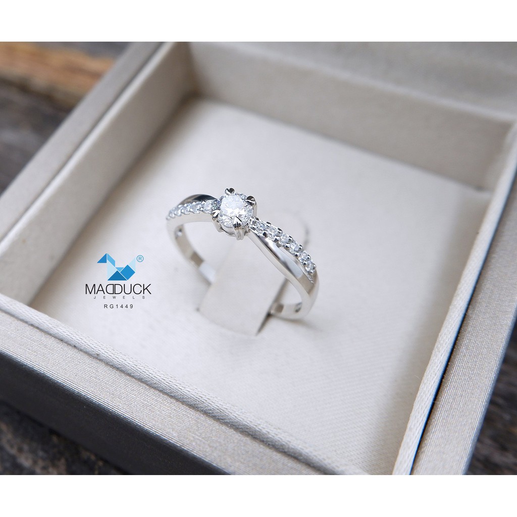 Madduckjewels แหวนเงินแท้ เพชร CZ ชุบโรเดียม RG1449 - รูปที่ 2