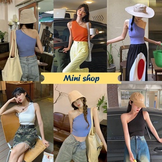 Mini shop🌸พร้อมส่ง🌸 (9A68)  เสื้อกล้ามไหมพรม ดีเทลผ้าร่องเล็กใส่สบายยืดตามตัว สีน่ารักมาก