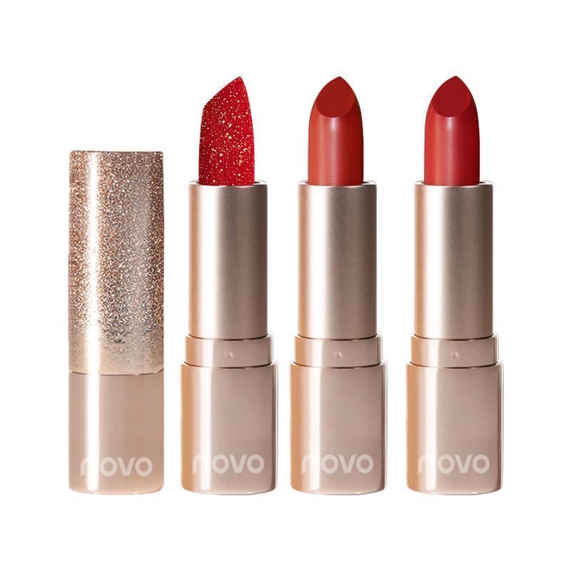 Novo Lipstick [No.5285] เซตลิปสติกกระเป๋า 3 ชิ้น มีสายคล้อง สีสวย เนื้อแมท ติดทนยาวนาน พร้อมส่งจากไทย