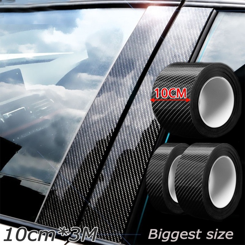 10/5m 3D คาร์บอนไฟเบอร์รถสติกเกอร์ DIY วาง Protector Strip Auto ประตู Sill ด้านข้างกระจก Anti Scratch เทปกันน้ําป้องกันฟิล์ม