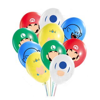 ลูกโป่งยาง ลายการ์ตูน Super Mario Luigi Bros Mylar สําหรับตกแต่งปาร์ตี้วันเกิดเด็กผู้ชาย 10 ชิ้น