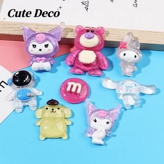 【 Cute Deco 】หมีสีชมพูเรืองแสงน่ารัก (9 แบบ) เมโลดี้เรืองแสง / ปุ่มเสน่ห์สุนัขหูใหญ่เรืองแสง / Crocs น่ารัก Jibbitz Croc รองเท้า DIY / วัสดุเรซินเสน่ห์ สําหรับ DIY