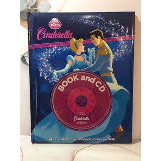 Disney  Cinderella ปกสีน้ำเงิน หนังสือนิทานปกนวมมือสอง (book and CD) -ak1