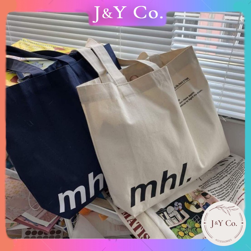 Mhl ความจุขนาดใหญ่ผ้าใบกระเป๋า Tote ไหล่โรงเรียน Office Casual Girl Woman Bag