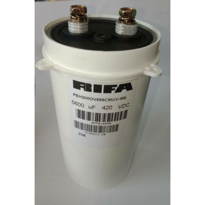 C5600UF420V คาปาซิเตอร์แบบขันสกรู PEH200OV456CMUV-M6(แพ็ค1ตัว)ยี่ห้อRIFAแท้ใหม่ ขนาด7.5x14.8 CM ปีกย