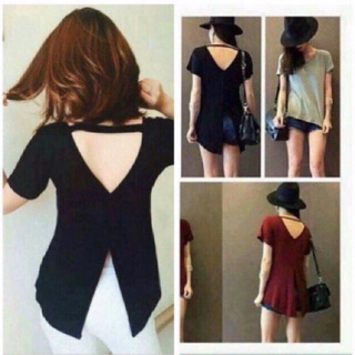 เสื้อสาวอวบ ทรงหางปลา ดีไซน์เว้าหลัง อก42-50 ผ้าเรย่อน