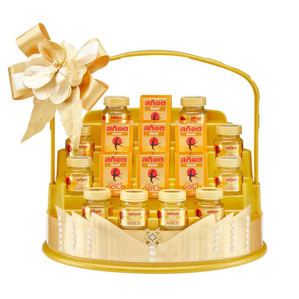 (จำกัดการซื้อไม่เกิน 2 ชุด ต่อ 1 ออเดอร์) Scotch Hamper A สก๊อต กระเช้าของขวัญ รังนกแท้ รอเยล โกลด์ 40 มล.x 10 ขวด