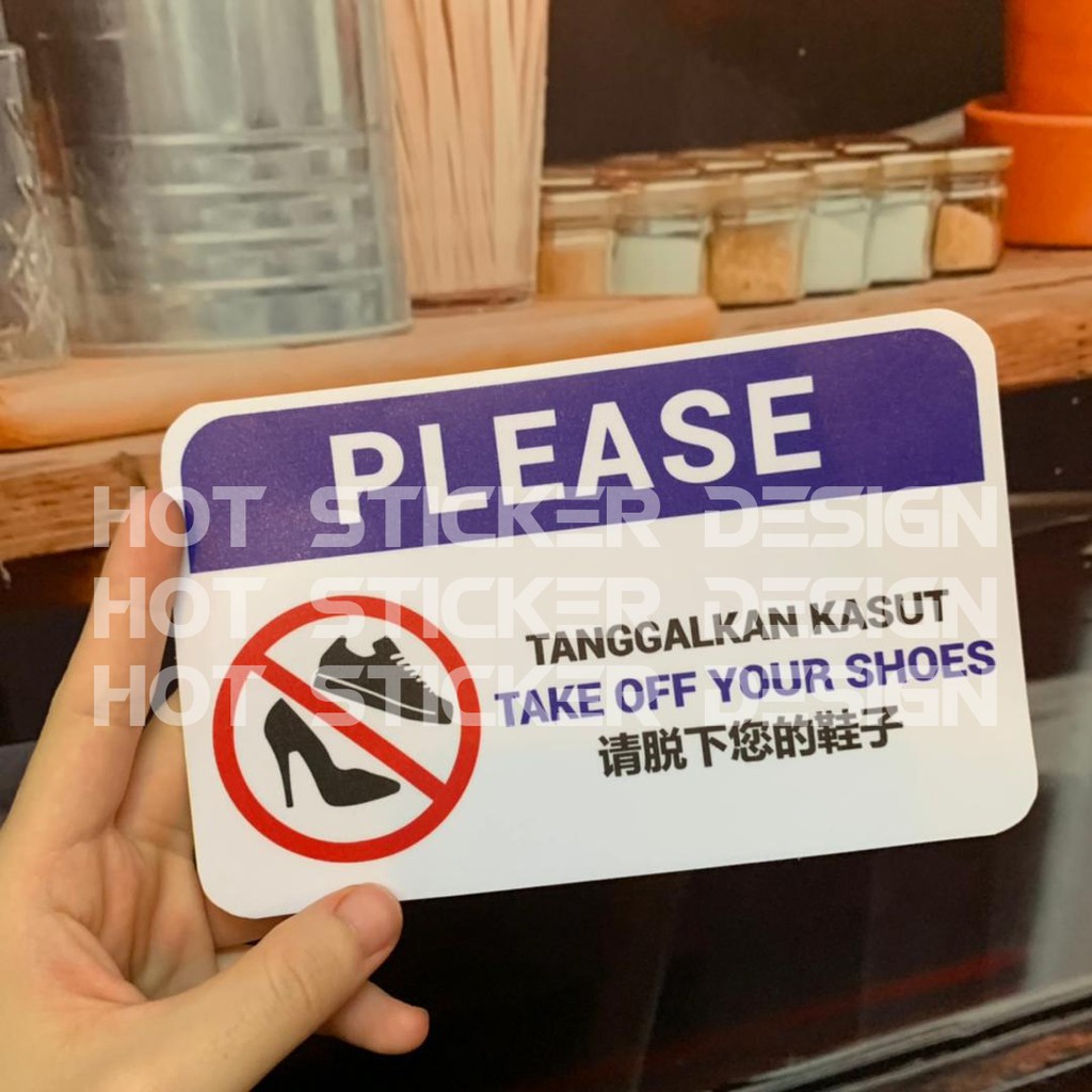 Pleease TAKE OFF YOUR SHOES Sign sticker 鞋纸/ สติ๊กเกอร์ติดหน้าต่าง/ สติ๊กเกอร์ติดประตูกระจก
