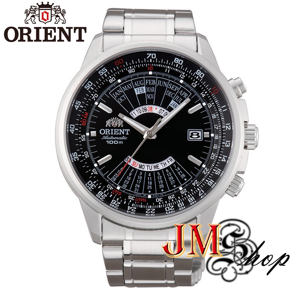Orient Sports Mechanical Automatic นาฬิกาข้อมือผู้ชาย สายสแตนเลส รุ่น EU07005B (สีเงิน /หน้าปัดสีดำ)