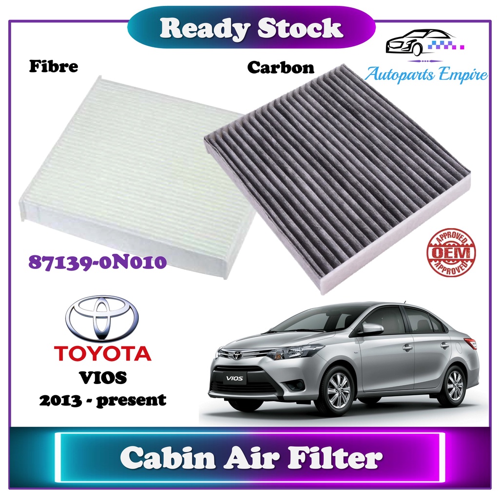 Toyota Vios Cabin Air Filter - Fibre หรือ Carbon ( 2013 - ปัจจุบัน / OEM Fitting 87139-ON010 )