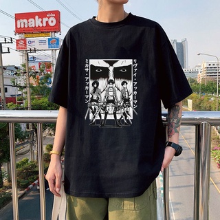 T-shirt  เสื้อยืดแขนสั้นลําลอง ผ้าฝ้าย 100% พิมพ์ลายการ์ตูนญี่ปุ่น Attack on Titan ทรงหลวม สไตล์คลาสสิก สําหรับผู้ชาย LH