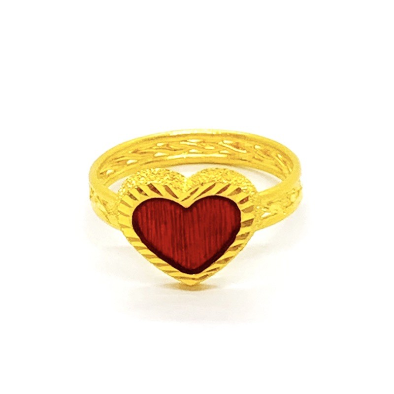 แหวนทองคำแท้ ครึ่งสลึง(1.9กรัม) ลายหัวใจลงยา ทองแท้ 96.5% มีใบรับประกัน