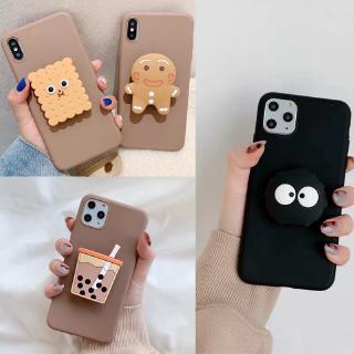 For iPhone 12 12Pro 12ProMax 5 5s 11 11Pro 11ProMax 6 6s 7 8 Plus X XS XR Max Phone Case Milk tea Cookies Bracket TPU Soft Cover กรณี