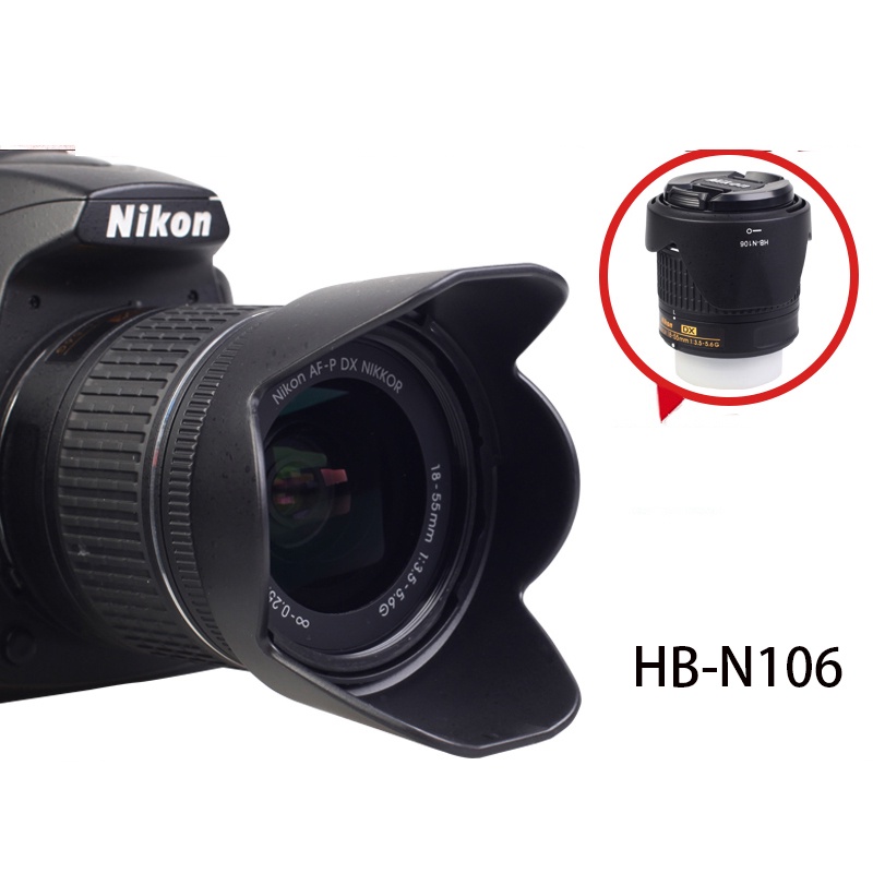 HB-N106 เลนส์กล้องสําหรับ AF-P DX 18-55 มม.f/3.5-5.6G VR/กล้อง D3000/D3100/D3200/ D3300/D3400/D5300/