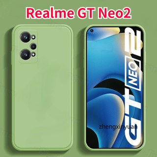 เคสยางพาราสวยๆ ราคาคุ้มค่า Realme GT Neo 2 Phone Case Fashion Square Straight Edge Soft Liquid Silicone Shockproof Cover Camera Protection Shockproof Back Cover