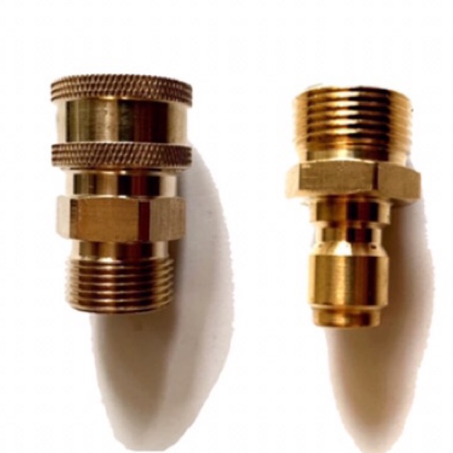 ข้อต่อสวมเร็ว ทองเหลือง ตัวเมีย + ตัวผู้ เกลียวนอก M22
