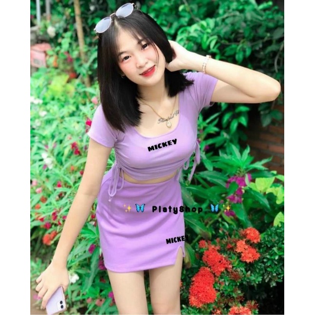 Vietnam GIRL FASHION 2IN1 SET WEAR ประทับตัว女装 商品尺寸短款上衣 小开 裙件套装