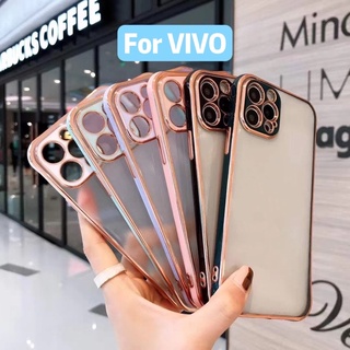 เคสขอบทองกันรอยกล้อง เคสกันกระแทกVivo Y17 Y15OppoA15,A93,A31,A3S, A12,A7,A5S,F9/A53,Reno4,A5(2020),A9(2020) Y20/Y20i/Y12