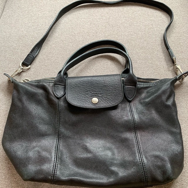 Longchamp lepliage cuir หนังแกะ สีดำ Size S