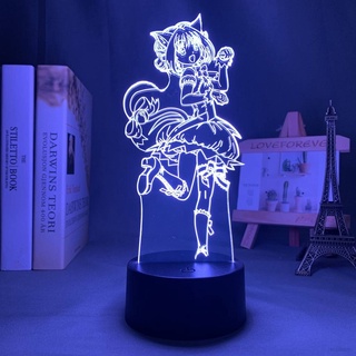 โคมไฟกลางคืน LED รูปการ์ตูนอนิเมะ Jason Tokyo Mew Mew 3d ชาร์จ USB สําหรับตกแต่งบ้าน