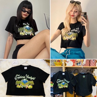 แท้💯% ADLV X LISA GREENERY ARTWORK CROP TOP SHORT SLEEVE T-SHIRT BLACK