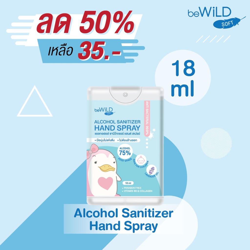(SALE!!!) beWiLD Alcohol Sanitizer Hand Spray 18 ml.