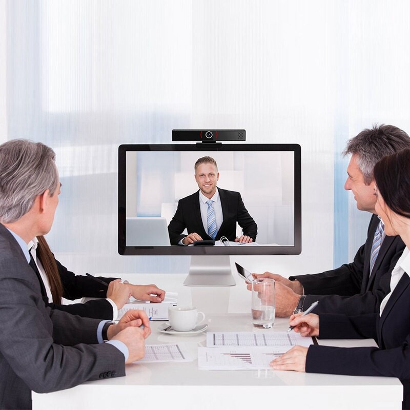 1080P HD Video Conference Webcam with Mic and Speaker, All-In-One Video ...