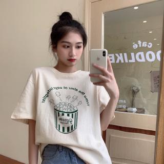 Korean Summer Fashion Funny Printed Cotton T-shirts Loose Short Sleeve Casual Tops