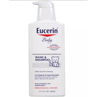 Eucerin Baby Wash&amp;Shampoo 2 In 1 Tear-Free Formula  ขนาด 400 Ml ผลิตจาก Mexico