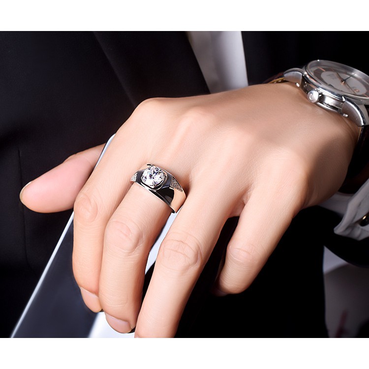Pt950แหวนผู้ชายเพชรอุปกรณ์เสริมแหวนแต่งงานเครื่องประดับ - รูปที่ 2