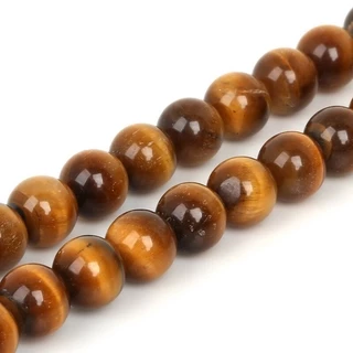 ลูกปัดหินธรรมชาติ Tiger Eye สีเหลือง ทรงกลม ขนาด 4-10mm สำหรับทำสร้อยข้อมือ-เครื่องประดับ DIY