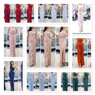 🔴แชทถามสต็อคก่อนจ่ายเงิน🔴s m l xl Long gown dress บ่าเดี่ยว จับเดรปจีบช่วงเอว ทรงกรีกงามๆ