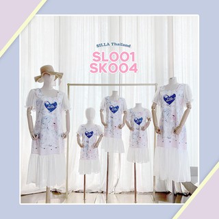 SILLA - SL001-SK004 ชุดเดรสยาวแขนตุ๊กตา  #ชุดคู่แม่ลูก