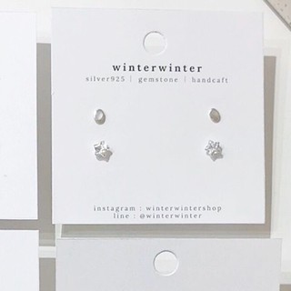 Winterwinter Jewelry Silver925 : เครื่องประดับเงินแท้ เงินแท้925 ต่างหูเซต ต่างหูเปลือกหอยมุก/ดาวประดับเพชร ( abalone )