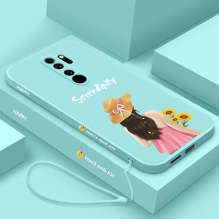 เคสโทรศัพท์มือถือ ซิลิโคน ขอบตรง ลายตัวละคร พร้อมสายคล้อง สําหรับ oppo a9 2020 a5 2020 a54 a74 a94 a95