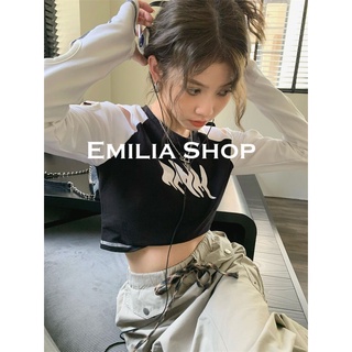 EMILIA SHOP เสื้อครอป เสื้อ เสื้อผ้าแฟชั่นผู้หญิง เข้ารูป เซ็กซี่ สไตล์เกาหลี สําหรับผู้หญิง 2022 ใหม่ ES220195 #7