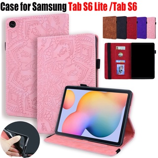 Samsung Galaxy Tab S6 / S6 Lite Tablet Protective Case SM-P610 SM-P615 SM-T860 SM-T865 3D Flower PU Leather Stand Flip Cover Cases